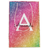 Sac Cadeau Moyen Parties scintillant rose violet Anniversaire (Devant)