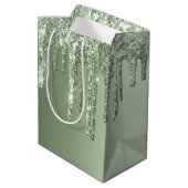 Sac Cadeau Moyen Parties scintillant Verte Glitzy Sage Étincelle Le (Dos Angle)