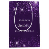Sac Cadeau Moyen Parties scintillant violette d'anniversaire (Devant)
