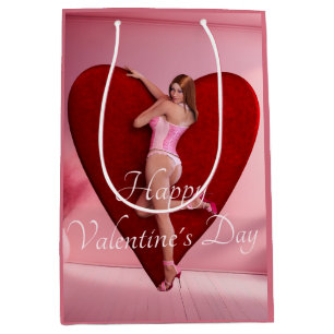 Sac Cadeau Moyen Passionnée Saint Valentin fille dans un corse