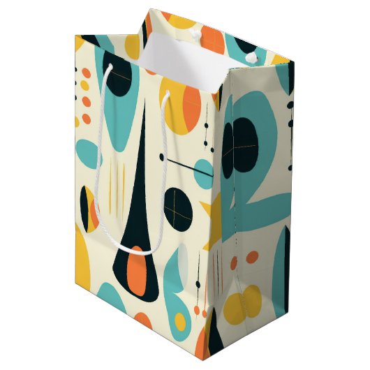 Sac Cadeau Moyen Pastel Abstract Mid-Century Pattern (Devant Angle)