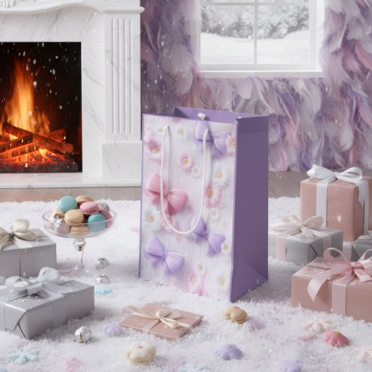 Sac Cadeau Moyen Pastel Fluffy Bows & Flowers Gift Bag