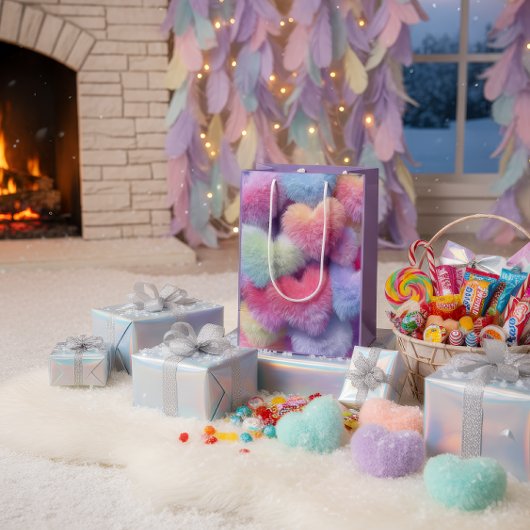 Sac Cadeau Moyen Pastel Fluffy Hearts Gift Bag