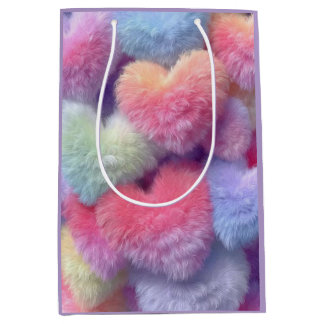 Sac Cadeau Moyen Pastel Fluffy Hearts Gift Bag