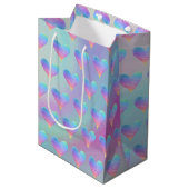Sac Cadeau Moyen Pastel Hearts Rainbow Motif (Devant Angle)