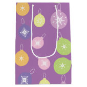 Sac Cadeau Moyen Pastel Noël Ornements Snowflakes Violet (Dos)