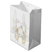 Sac Cadeau Moyen Pastel Peter le lapin Monogram Baby shower Twins (Devant Angle)