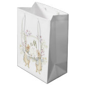 Sac Cadeau Moyen Pastel Peter le lapin Monogram Baby shower Twins (Dos Angle)