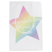 Sac Cadeau Moyen Pastel Rainbow Star Baby shower (Devant)