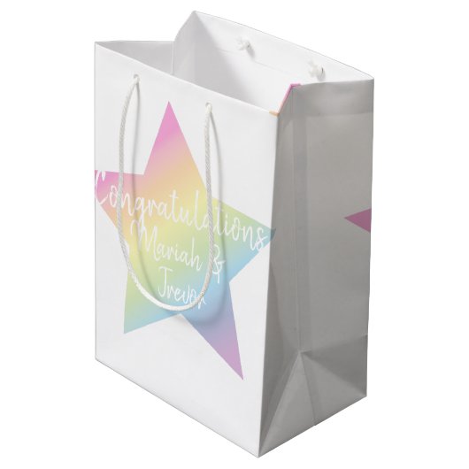 Sac Cadeau Moyen Pastel Rainbow Star Baby shower (Dos Angle)