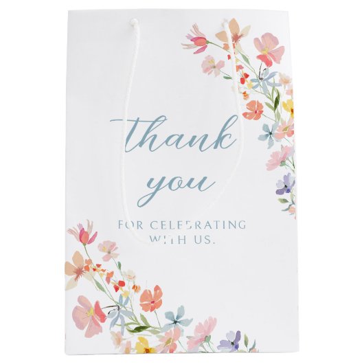 Sac Cadeau Moyen Pastel Wildflower Wreath Wedding Gift Paper Bag (Devant)