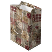 Sac Cadeau Moyen Patchwork Botanique Rustique Vintage (Dos Angle)