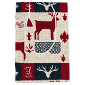 Sac Cadeau Moyen Patchwork nordique de Noël | Rennes (2) (Devant)