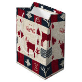 Sac Cadeau Moyen Patchwork nordique de Noël | Rennes (2) (Dos Angle)