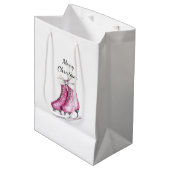 Sac Cadeau Moyen Patins Glam en argent rose Noël (Devant Angle)
