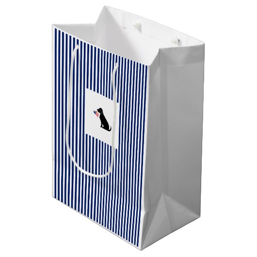 Sac Cadeau Moyen Patriotic Black Lab USA Preppy Pet Chien amusant (Devant Angle)