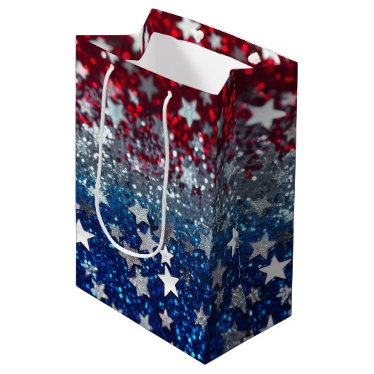 Sac Cadeau Moyen Patriotic Glitter (Devant Angle)