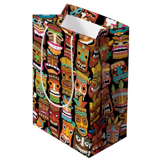 Sac Cadeau Moyen Pattern de Tiki (Dos Angle)