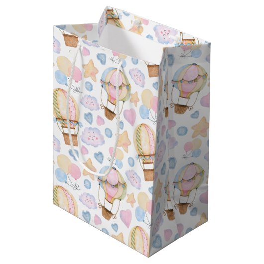 Sac Cadeau Moyen Patters de Whimsical Watercolor (Devant Angle)
