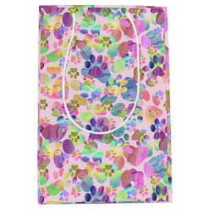 Sac Cadeau Moyen Pavprints on rose