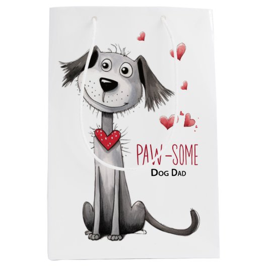 Sac Cadeau Moyen Paw-some Chien Papa Whimsical Fête des pères de an (Devant)