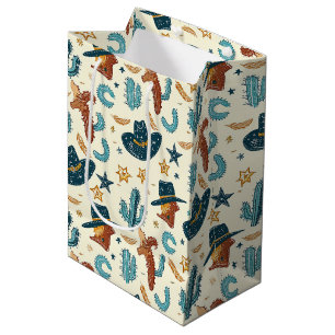 Sac Cadeau Moyen Pays cool western cow-boy carrelé