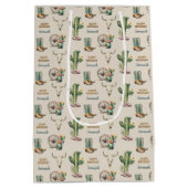 Sac Cadeau Moyen Pays Western Cactus Boots Nom Joyeux Anniversaire (Dos)