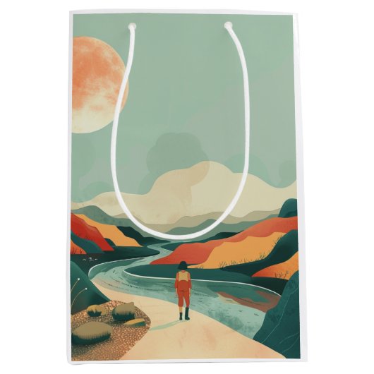 Sac Cadeau Moyen Paysage Abstrait de Boho (14) (Devant)