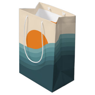 Sac Cadeau Moyen Paysage abstrait de style rétro