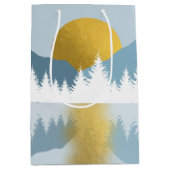 Sac Cadeau Moyen Paysage Abstrait Soleil d'hiver d'or (Devant)