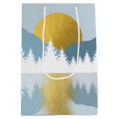 Sac Cadeau Moyen Paysage Abstrait Soleil d'hiver d'or (Dos)