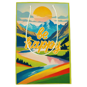 Sac Cadeau Moyen Paysage de la montagne Retro
