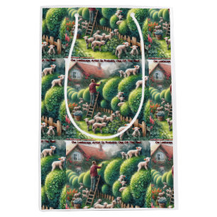 Sac Cadeau Moyen Paysage de moutons : L'art topiaire devenu laineux
