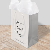Sac Cadeau Moyen Peace Love and Hug Minimum Christmas Dove Gray