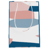 Sac Cadeau Moyen Peachy rose bleu et blanc Abstrait (Devant)