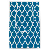 Sac Cadeau Moyen Peacock, Motif Quatrefoil Marocain Blanc #4 (Devant)