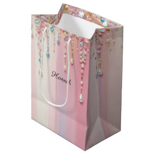 Sac Cadeau Moyen Pearl Dangles et Pastel Stripes