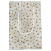 Sac Cadeau Moyen Pearl White Parties scintillant or Étoiles étincel (Dos)