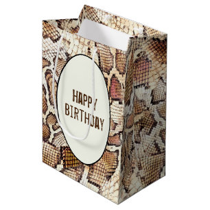 Sac Cadeau Moyen Peau de serpent d'anniversaire Imprimer Sac-cadeau