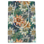 Sac Cadeau Moyen Pêche blanc bleu vert Floral (Devant)