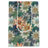 Sac Cadeau Moyen Pêche blanc bleu vert Floral (Dos)