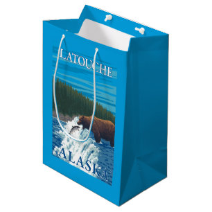 Sac Cadeau Moyen Pêche d'ours en rivière - Latouche, Alaska