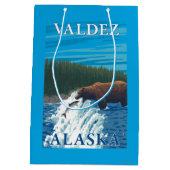 Sac Cadeau Moyen Pêche d'ours en rivière - Valdez, Alaska (Dos)