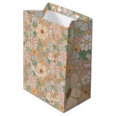 Sac Cadeau Moyen Pêcher Orange rose gris floral (Dos Angle)