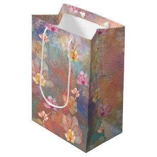 Sac Cadeau Moyen Peinture Abstraite et fleurs