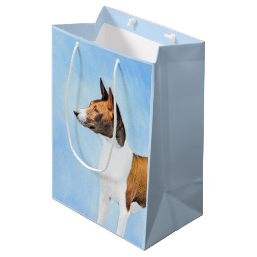 Sac Cadeau Moyen Peinture Basenji - Belle Art Original (Devant Angle)