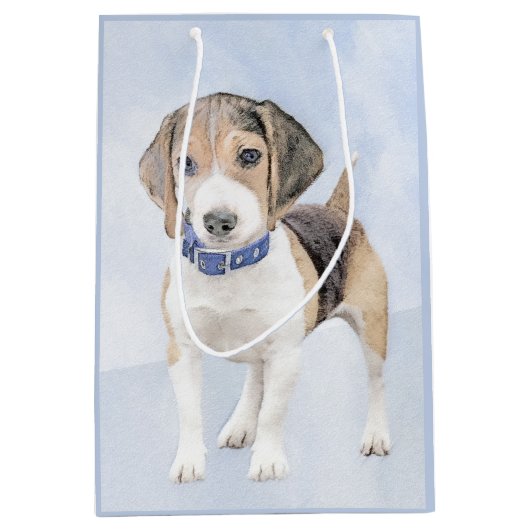Sac Cadeau Moyen Peinture beagle - Cute Original Chien Art (Devant)
