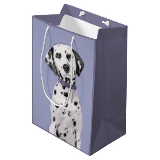 Sac Cadeau Moyen Peinture Dalmatienne - Cute Original Chien Art (Devant Angle)