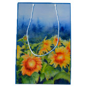 Sac Cadeau Moyen Peinture d'aquarelle des champs de tournesol (Dos)