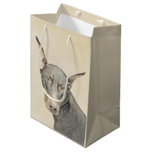 Sac Cadeau Moyen Peinture de Doberman Pinscher - Art original de ch